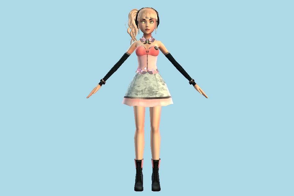 Girl Listen to Music 3d model