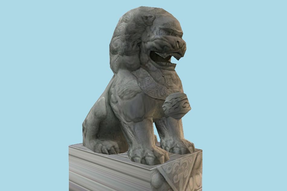 Stone Lion Statue 3d model