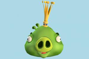 King Angry-Birds, King, pig, animal, head, cartoon, toon