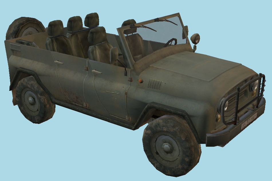 UAZ 469B Car No Top 3d model