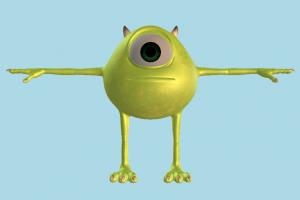 Mike Wazowski disney, animal-character, cartoon-character, KH, Kingdom-Hearts, character, cartoon, toony, monster