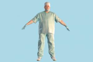 Surgical Doctor scanned-model, scanned, doctor, man, male, hospital, realistic, uniform, surgery, medical, character, posing, human, people