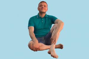 Picnic Man scanned-models, summer, beach, holiday, picnic, man, male, people, human, person, character, sitting