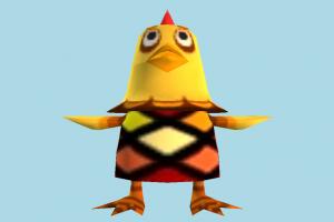 Chicken hen, chicken, rooster, poultry, bird, air-creature, cartoon, lowpoly