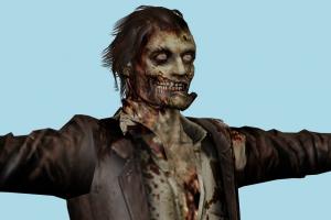 Zombie Resident-Evil, RE, zombie, resident, evil, people, human, xna, characters, rigged