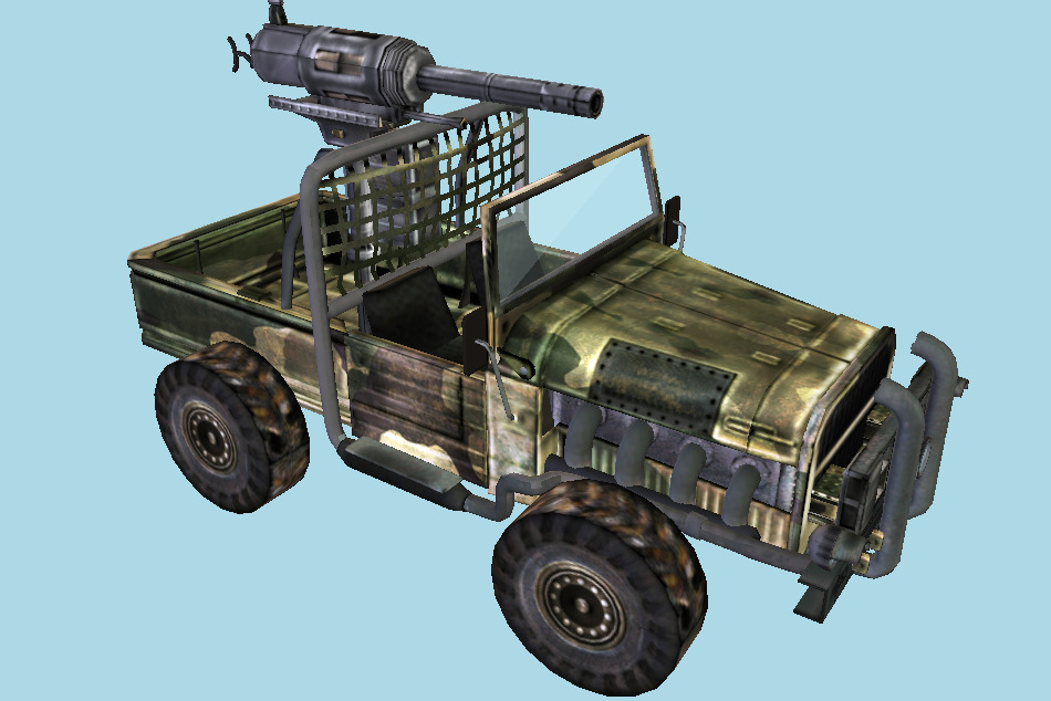 Machine Gun Military Truck 3d model