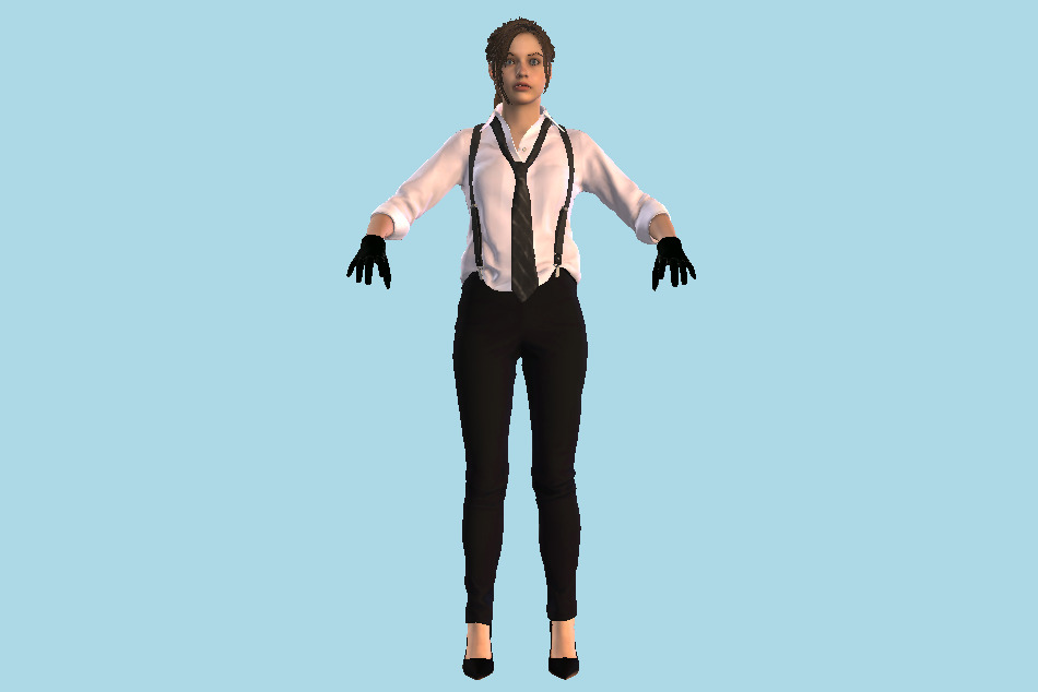 Resident Evil Remake Claire Noire Girl 3d model