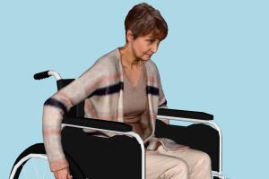 Helen Posed oldwoman, aged, chair, onchair, wheel, onwheel, female, lady, woman, people, human, character, renderpeople