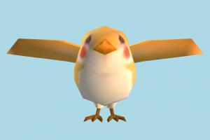 Bird bird, chick, air-creature, nature, lowpoly, cartoon