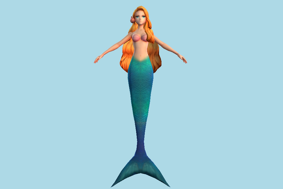 Beautiful Anime Mermaid Girl 3d model