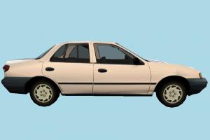 Car Low-poly car, truck, vehicle, transport, carriage, white, kia, sedan, low-poly