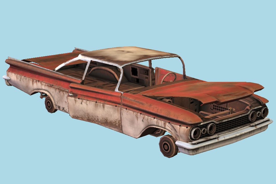 1959 Wrecked Car 3d model