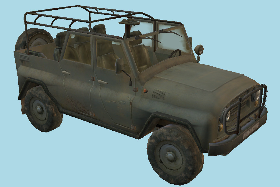 UAZ 469B Car Open Top 3d model