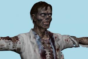 Zombie Resident-Evil, RE, zombie, resident, evil, people, human, xna, characters, rigged
