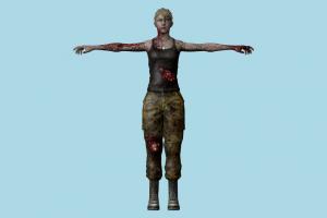 Female Prisoner Zombie Resident-Evil, RE, zombie, resident, evil, people, human, xna, characters, rigged