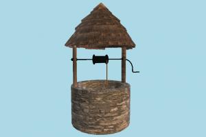 Well well, waterwheel, water, bucket, country, farm, structure