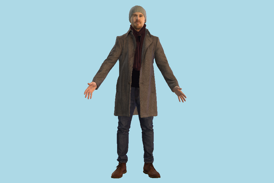 Animated Elegant Winter BusinessMan A-pose Mrk 3d model