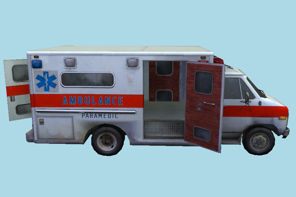 Old Ambulance Truck 3d model