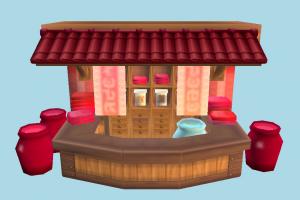 Shop shop, market, selling, street, building, build, structure, cartoon, lowpoly