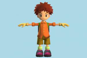 Izzy Izumi Pokemon, Pokémon, Digimon, boy, children, male, people, human, character, cartoon, lowpoly
