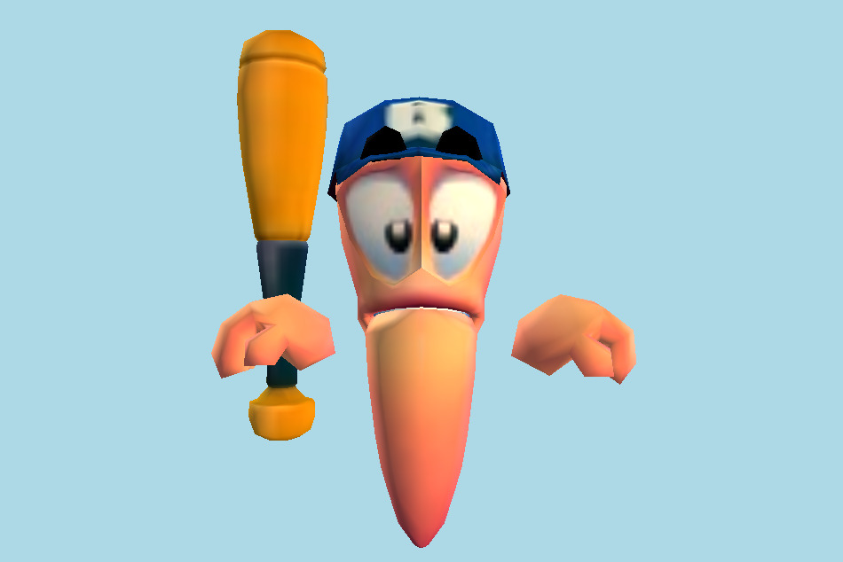 Worms 3D Baseball Worm 3d model