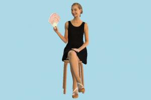 Sitting Woman scanned-models, sitting, girl, female, woman, people, human, character, casual, waving