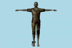 Prisoner Zombie Skinny Resident-Evil, RE, zombie, resident, evil, people, human, xna, characters, rigged