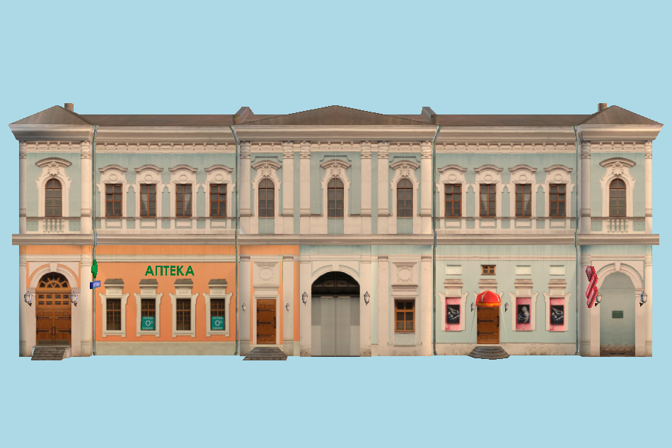 Apartment Building Vintage Residential House 3d model