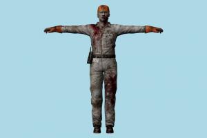 Worker Zombie Resident-Evil, RE, zombie, resident, evil, people, human, xna, characters, rigged