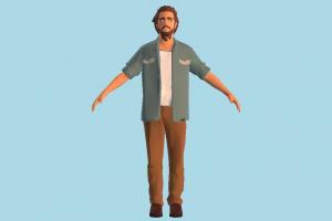 Toony Man man, male, cartoon, toony, poly, art, people, human, person, character, lowpoly