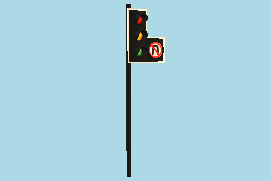 Traffic Light No U Turn 3d model