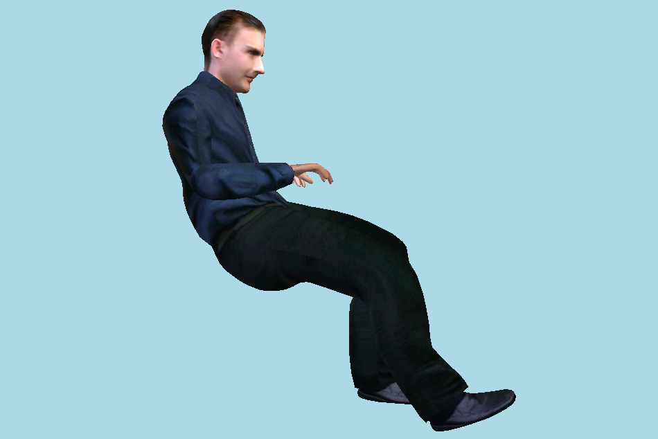 Man Sitting Keyboard 3d model