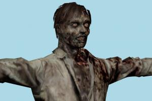 Zombie Resident-Evil, RE, zombie, resident, evil, people, human, xna, characters, rigged