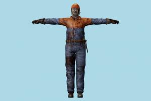 Worker Zombie Resident-Evil, RE, zombie, resident, evil, people, human, xna, characters, rigged