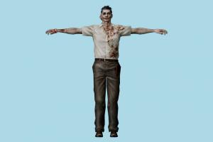 Joker Zombie Resident-Evil, RE, zombie, resident, evil, people, human, xna, characters, rigged