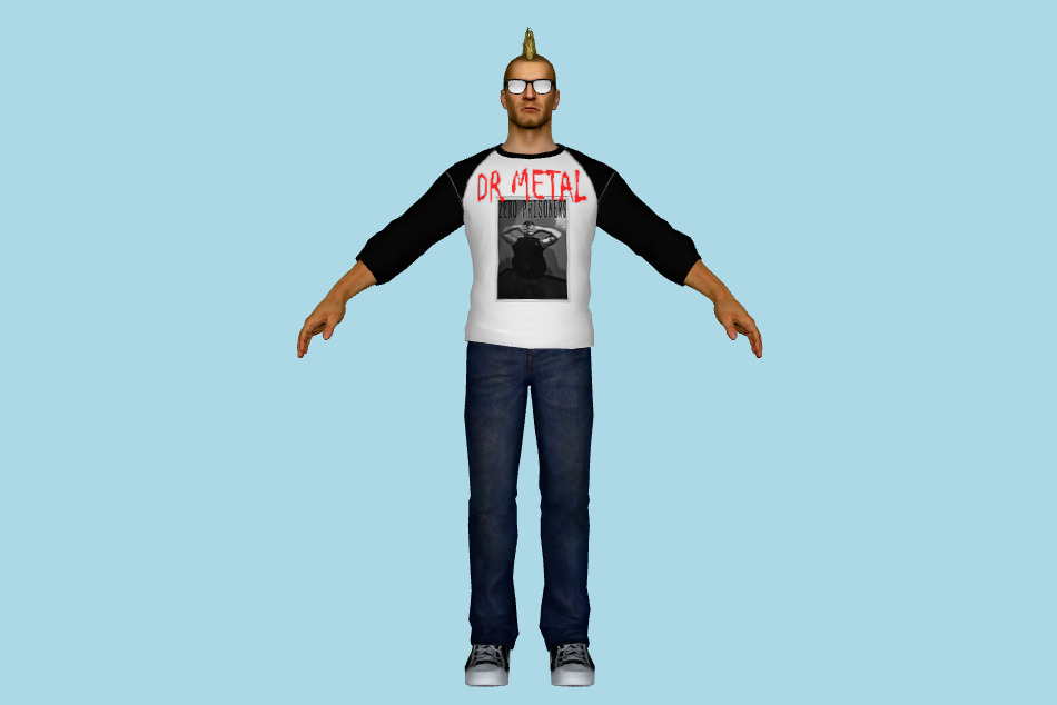 Chuck Greene Mid-Length T-Shirt With Jeans 3d model