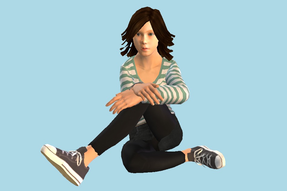 Girl Sitting Ground 3d model