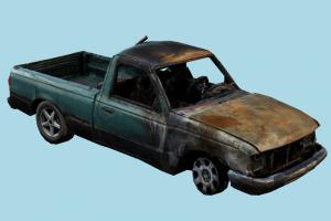 Destroyed Car scanned-models, car, abandoned, derelict, carriage, vehicle, truck, pickup, ruins, post-apocalyptic, wreck, ruined, damaged, destroyed, burned