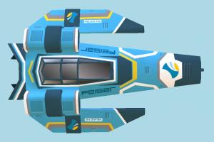 Spaceship spaceship, spacecraft, space, ship, craft, aircraft, airplane, plane, air, vessel, cartoon, lowpoly