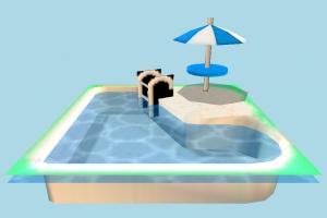 Swimming Pool swimming, swim, pool, beach, summer, lowpoly