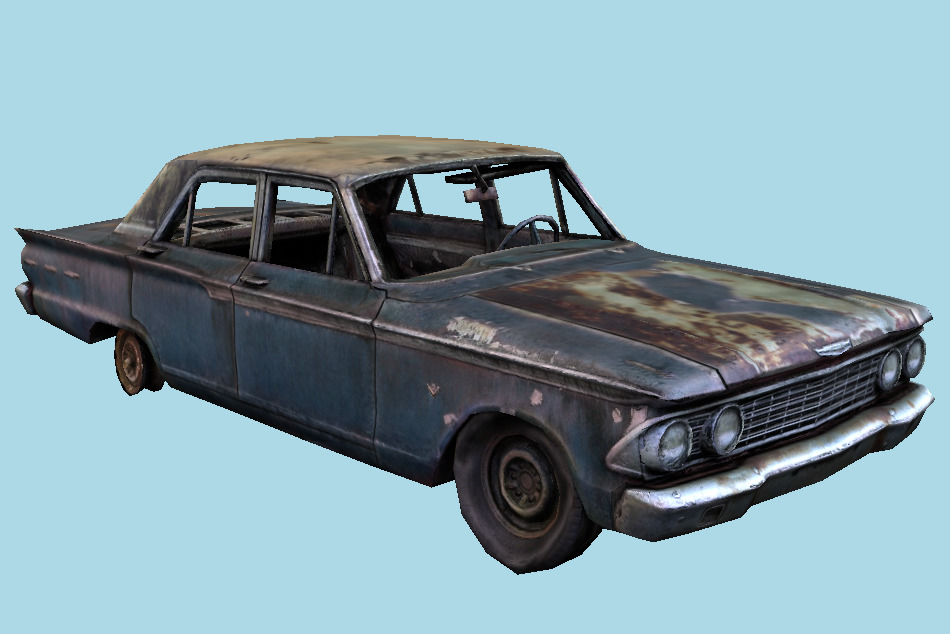 Rusty Car 1960s Sedan 3d model