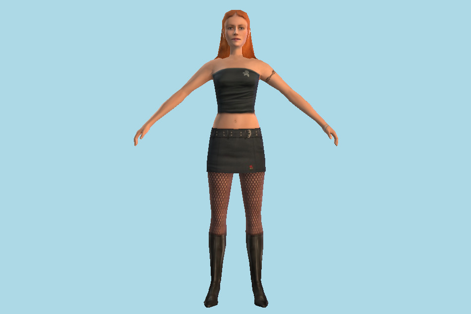 Hot Casual Girl in Tube Top 3d model