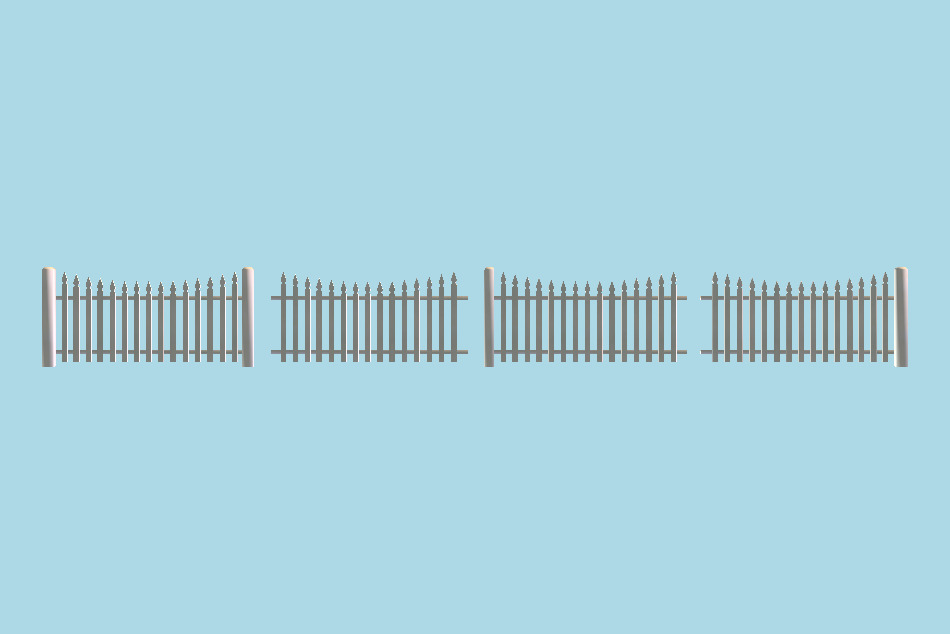 Picket Fence Sections Collection 3d model