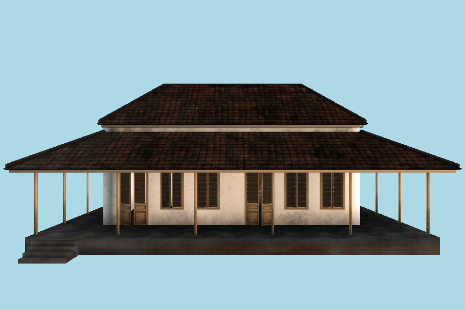 Old Elementary School Building 3d model