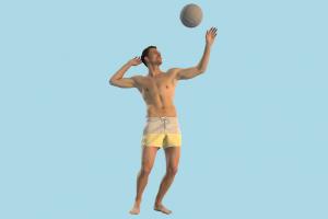 Beach Man scanned-models, beach, volleyball, man, male, people, human, character, playing, player, swimsuit, handsome, serving