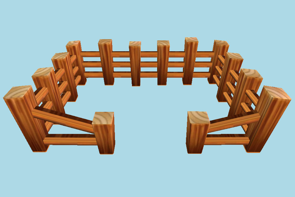 Animal Crossing: New Leaf Wooden Fence 3d model