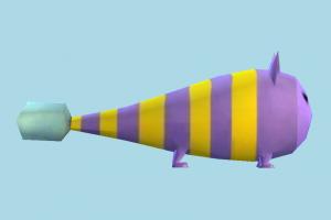 Cat fish, cat, cartoon, toony, lowpoly