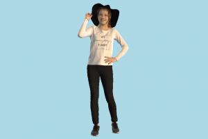 Teenage Girl scanned-models, teenage, girl, teen, female, young, woman, people, human, character, hat, casual, sport