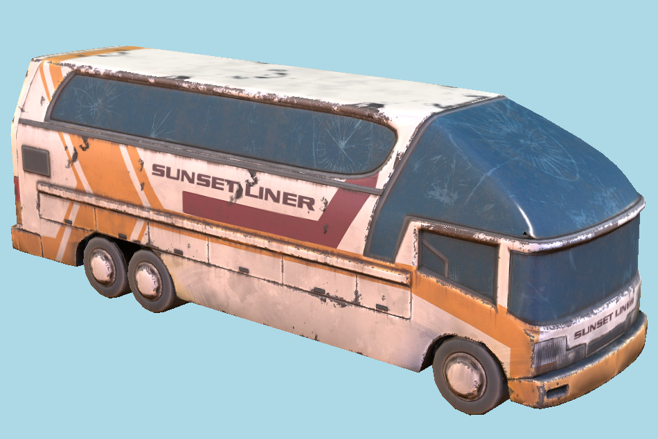 Coach Ruined Bus 3d model