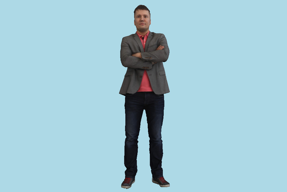 Business Man Standing in Jacket 3d model